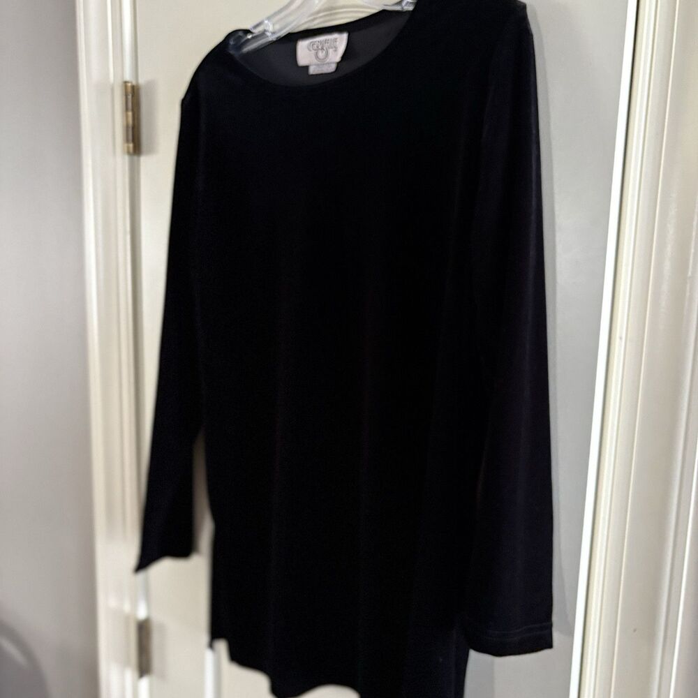 VTG Velvet Black Tunic ‎ TOP  Med/LG PULLOVER WOMEN CERVELLE Goth Vamp 90's